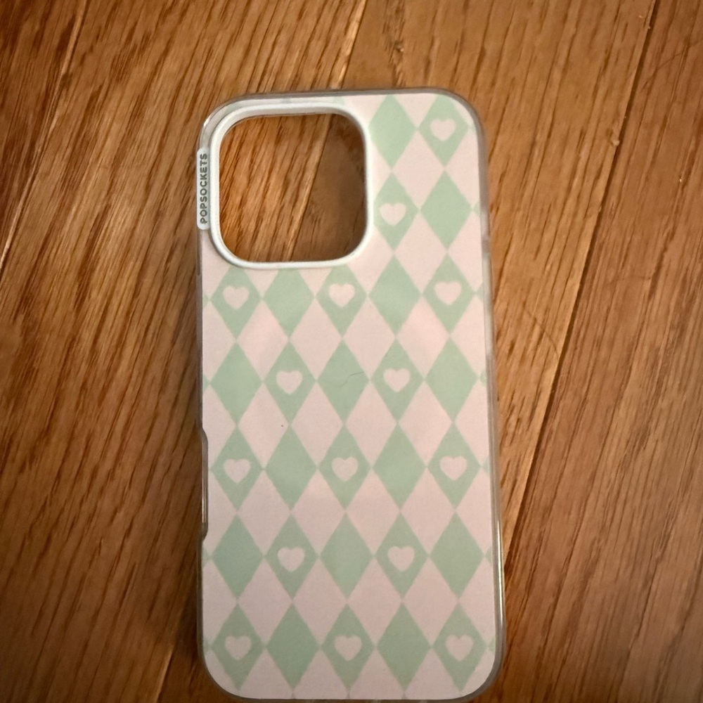 PopSocket Green and White Phone Case 16  pro